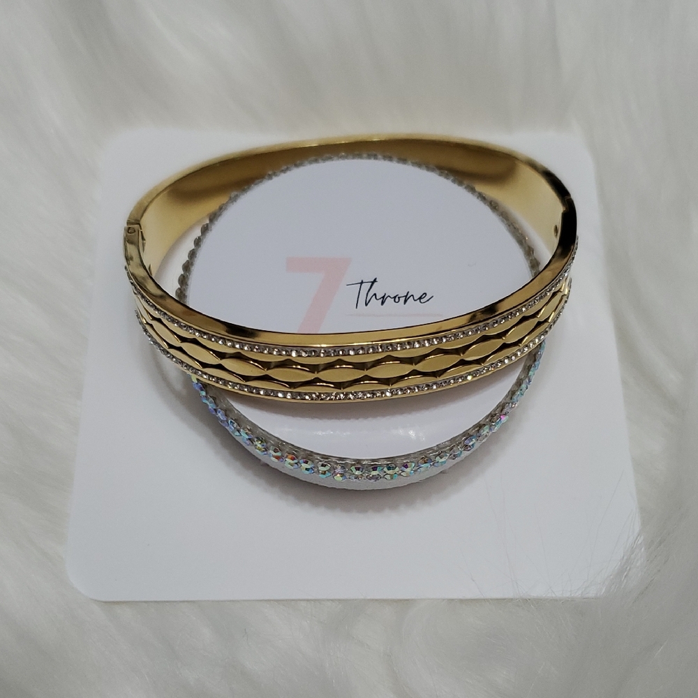 Gold Rhinestone Bangle - image 1